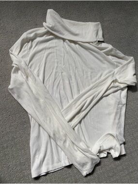 Dynamite Cream Ribbed Turtleneck Top